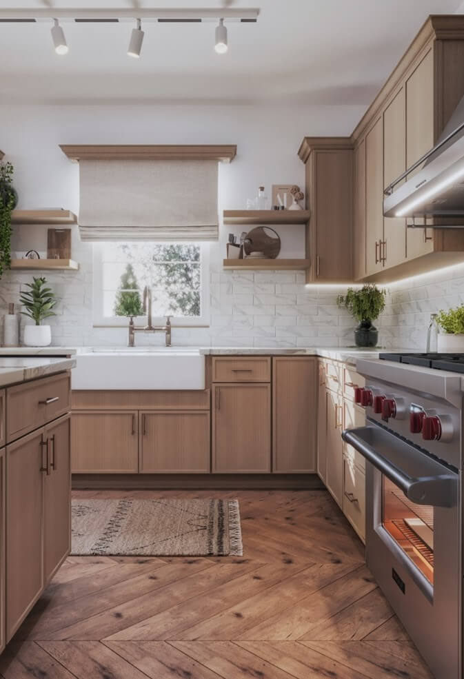 Mini Shaker White Oak Kitchen