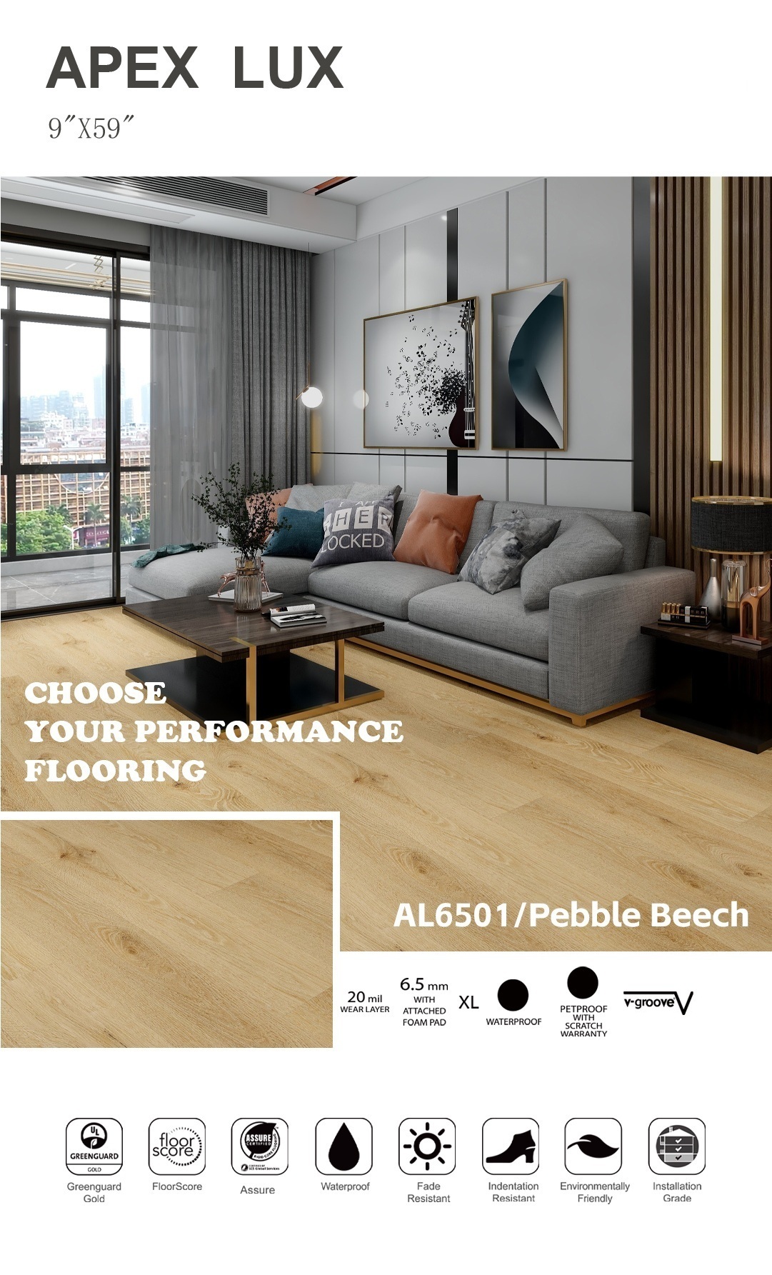 Apex Lux luxury vinyl flooring installed in a professional office space.