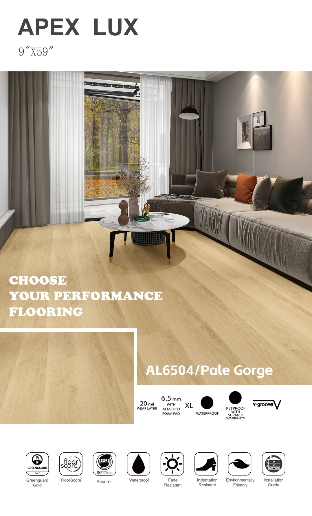 Sunshine Home Material showroom in Orlando featuring luxury vinyl flooring displays.