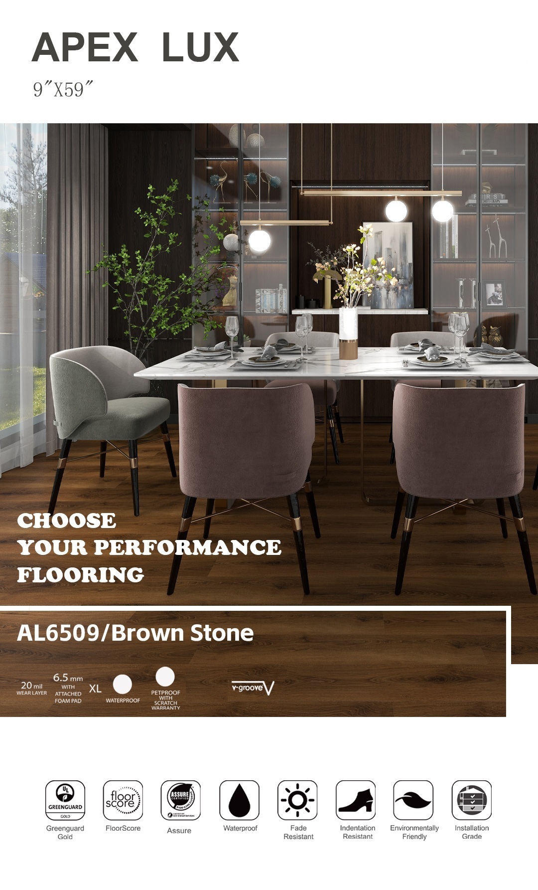 Selection of Apex Lux flooring colors available at Sunshine Home Material Orlando.