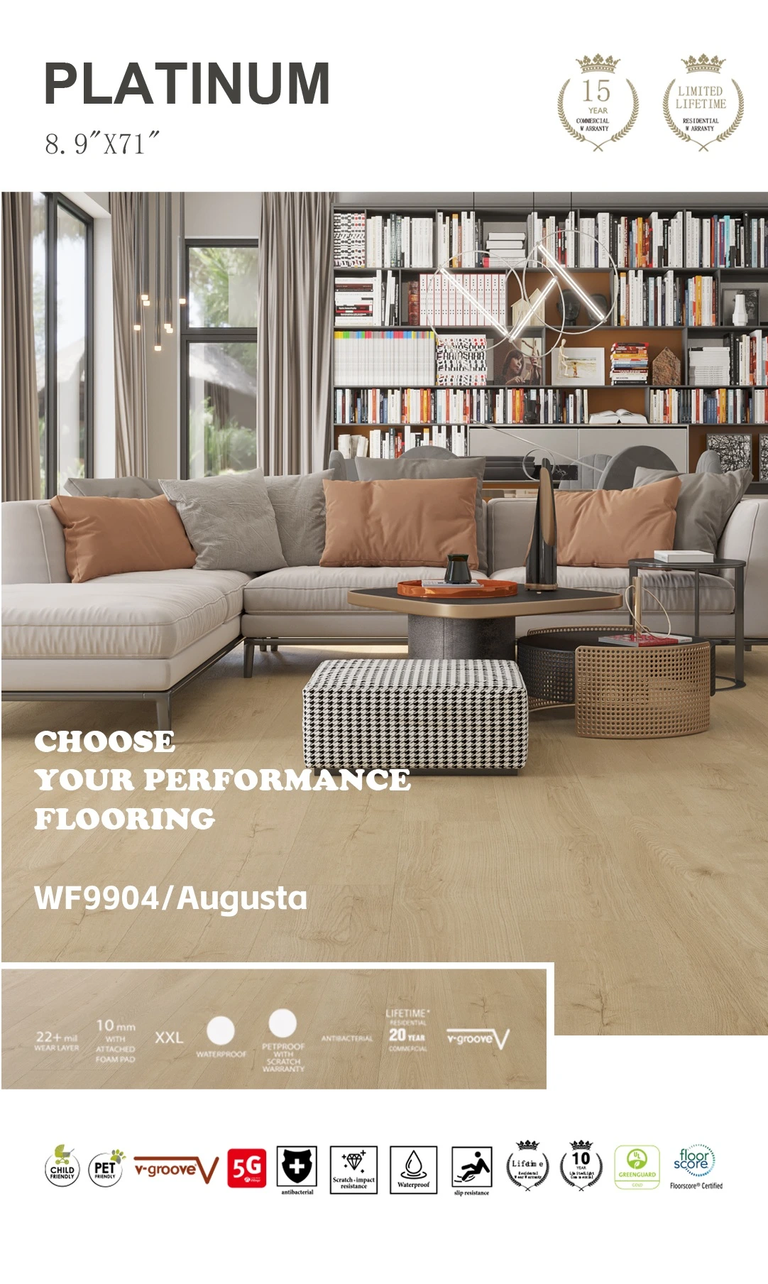 Premium Platinum Collection flooring options for wholesale kitchen renovations.