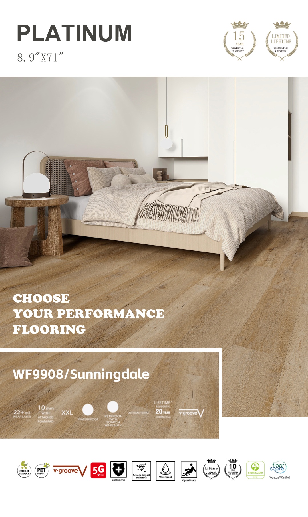 Wholesale flooring options and inventory at the Sunshine Home Material Orlando warehouse.